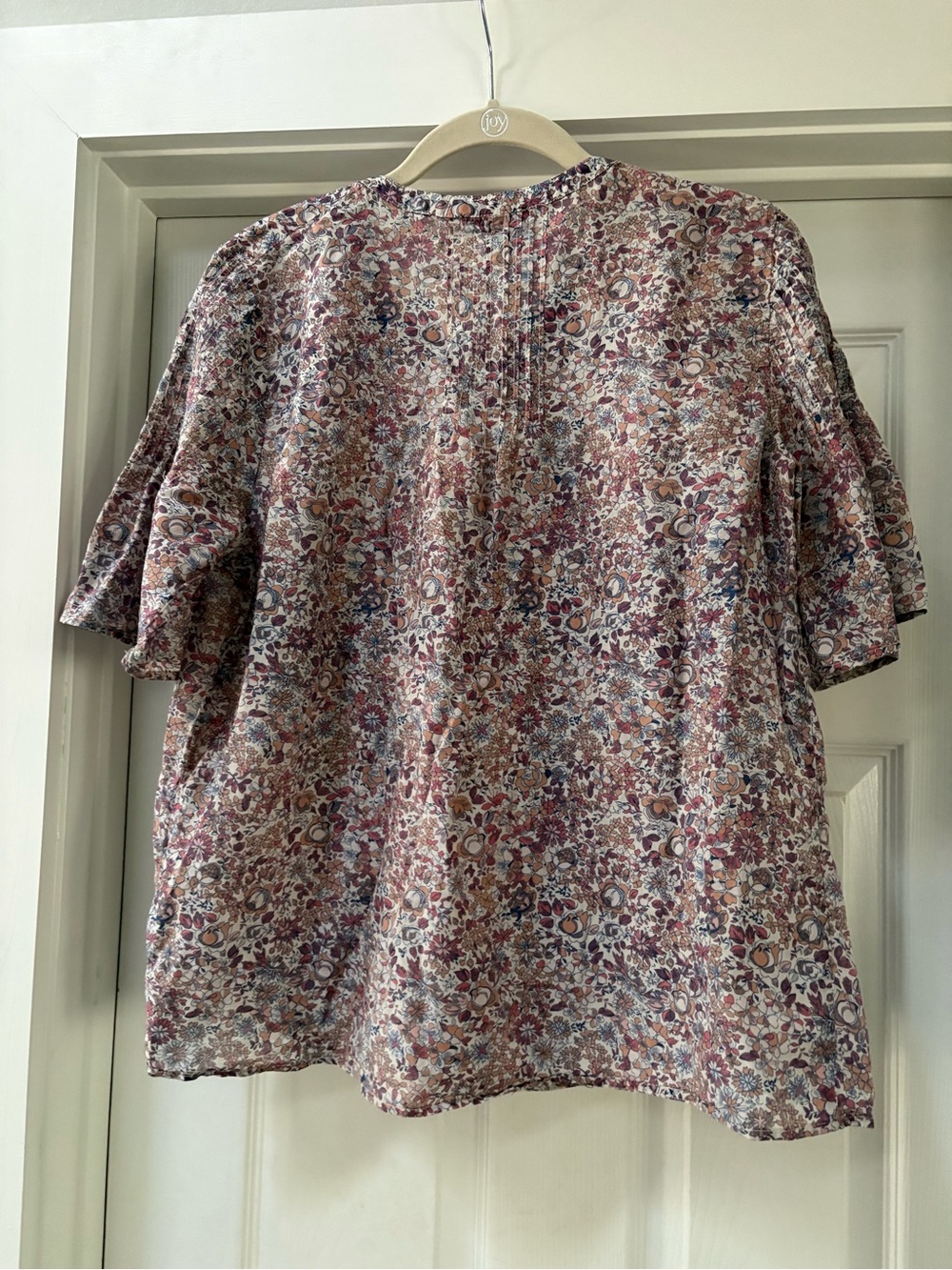J. Crew Floral Pintuck Button-Front Blouse in Pink and Cream - Picture 6 of 9